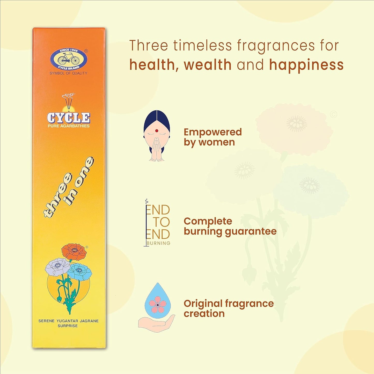 Three in One Agarbatti Combo - Pack of 4