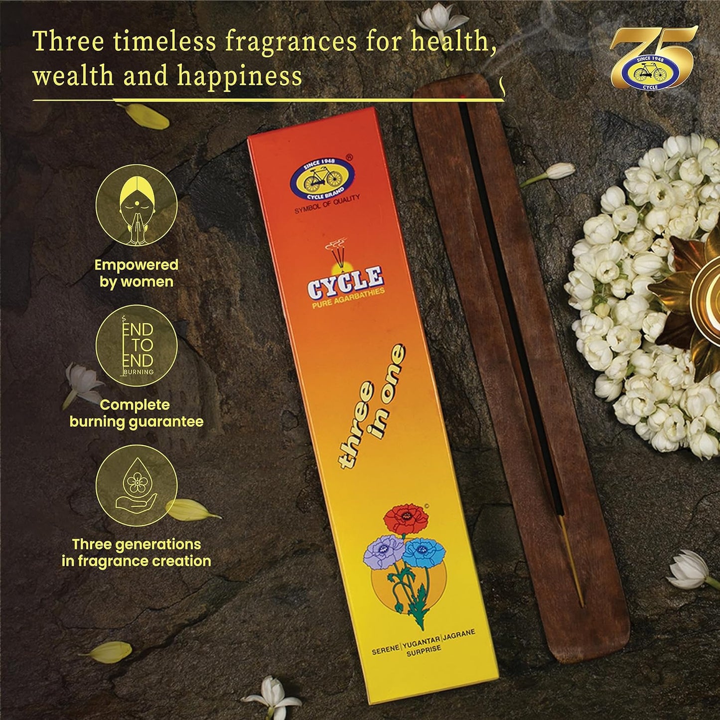 Three in One Agarbatti Combo - Pack of 4