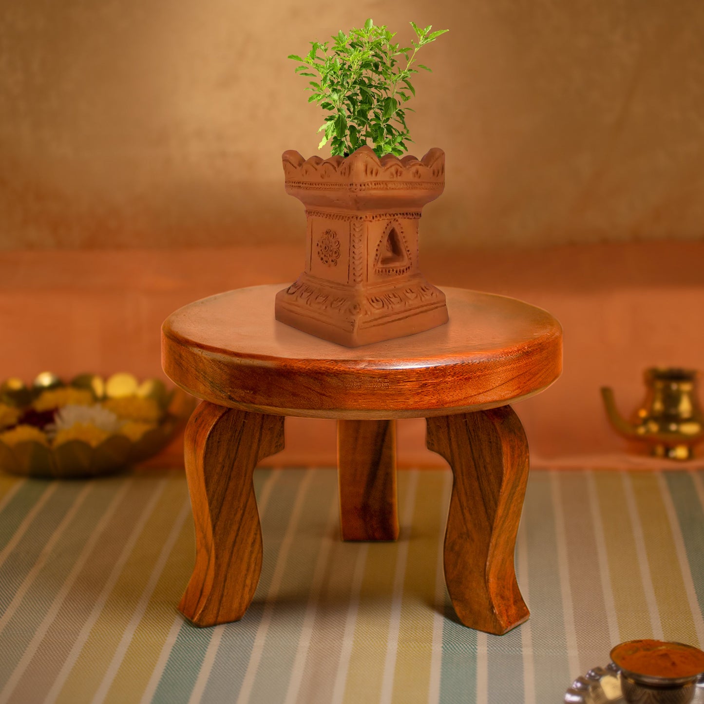 Hard Jungle Wood Three Legged Mukkali Stool