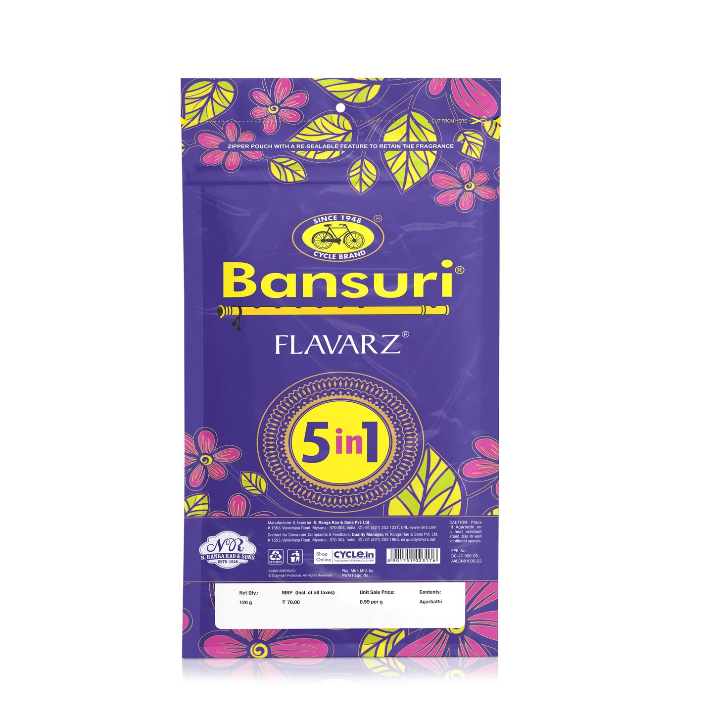 Bansuri 5 In 1 Agarbatti Pouch (120 g)