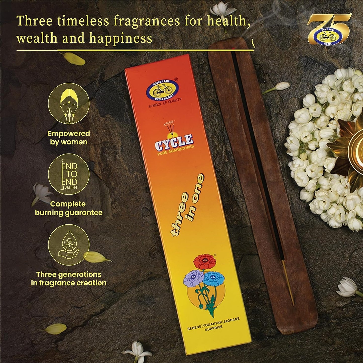 Three in One Agarbatti Combo - Pack of 6