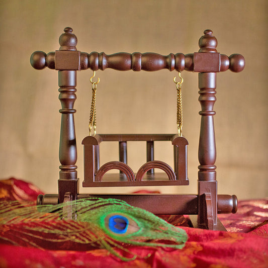 Handcrafted Wooden Jhula for Lord Krishna