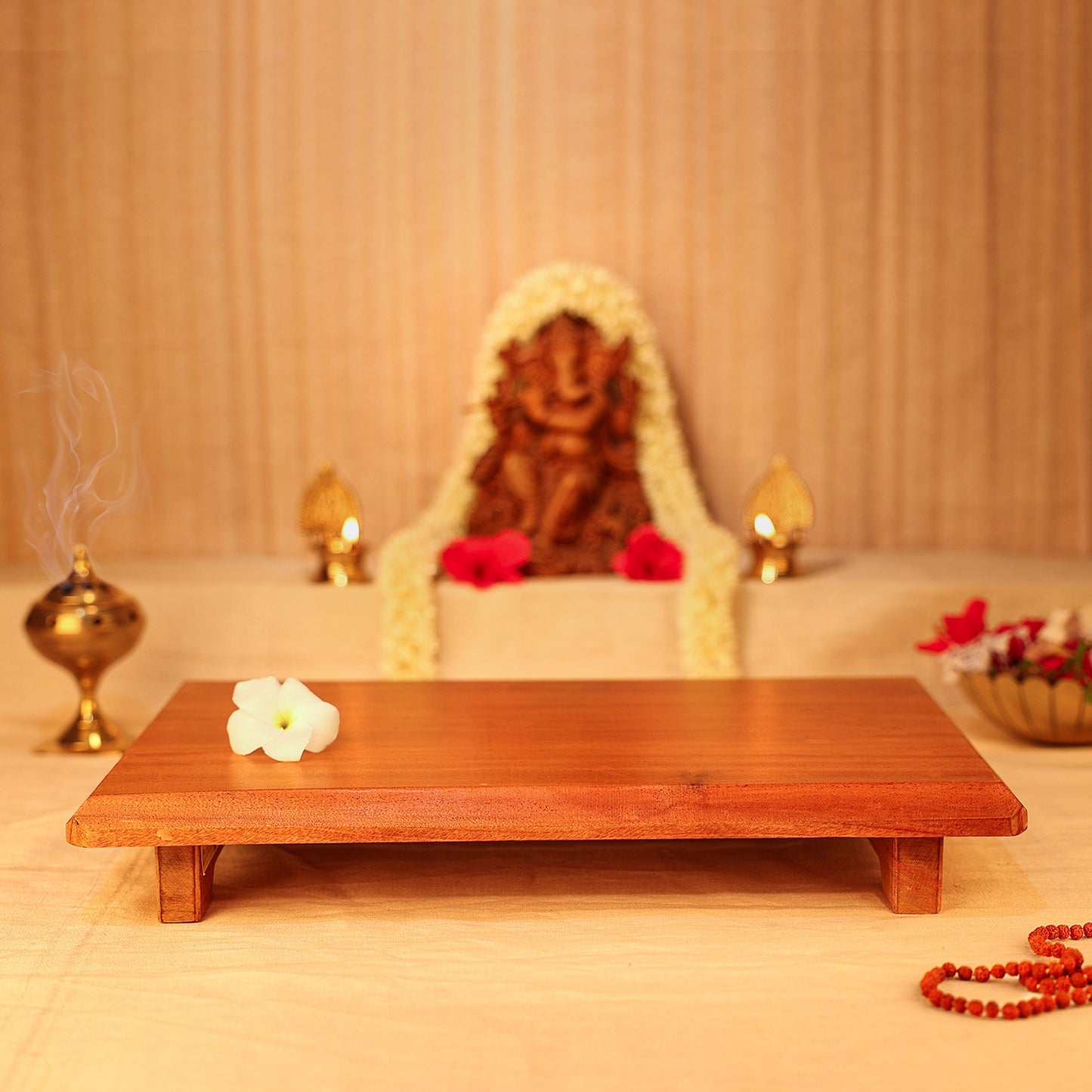 Mahogany Wooden Pooja Chowki / Peeta