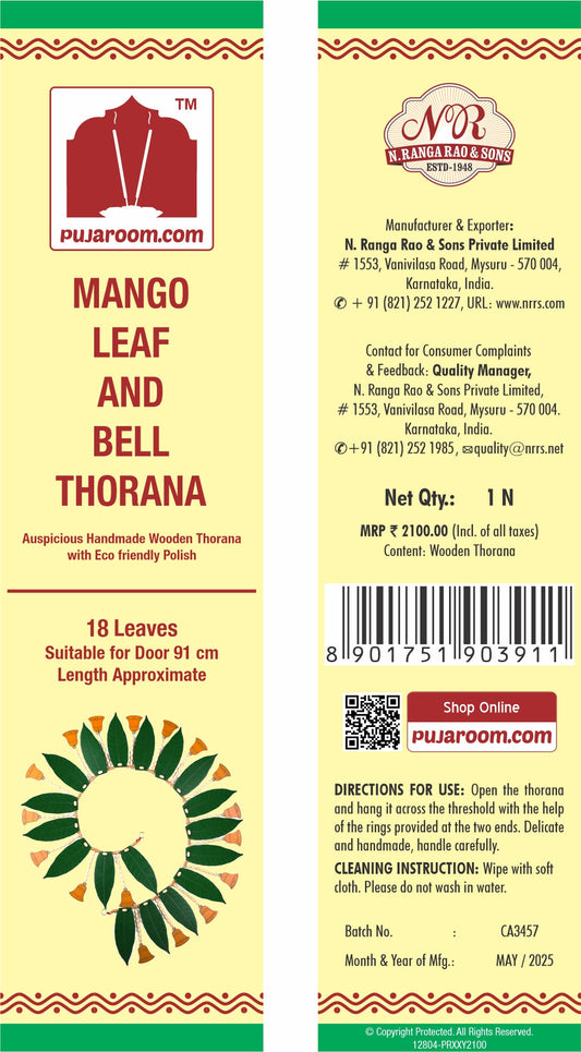 Mango Leaf Thorana with Bell - 18 Leaves