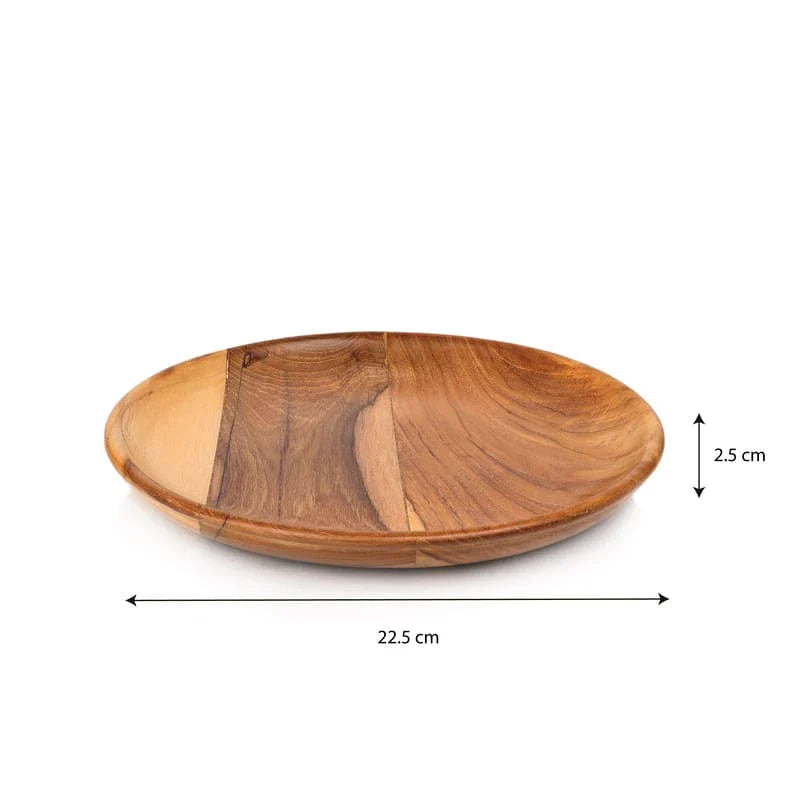 Teak Smooth Plates Taper 9"/22cm