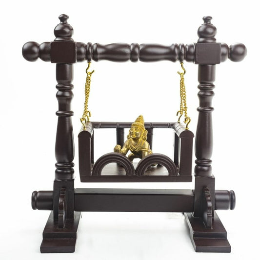 Handcrafted Wooden Jhula for Lord Krishna